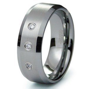Tungsten Carbide Diamond Wedding Band Ring 8mm (0.10ctw) GH/SI Jewelry