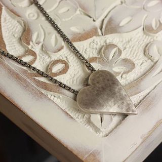 silver hammered heart necklace by lisa angel