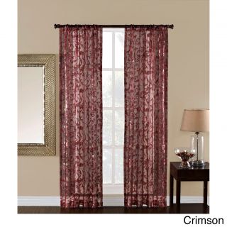 Richloom Home Fashions Olivia 84 inch Sheer Scroll Print Curtain Panel Red Size 50 x 84