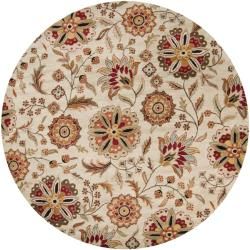 Hand tufted Whimsy Beige Floral Wool Rug (4 Round)