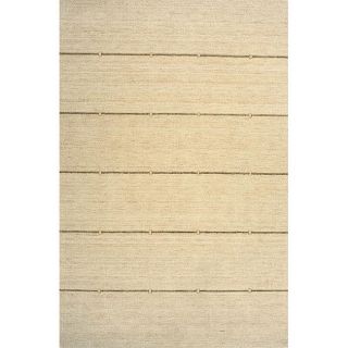 Hand loomed Ivory Rows Wool Rug (36 X 56)