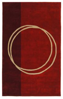 Handmade Rodeo Drive Circle Of Life Red/ Ivory N.Z. Wool Rug (36 X 56)