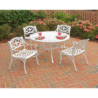 Home Styles Biscayne 42 inch 5 piece White Cast Aluminum Outdoor Dining Set White Size 5 Piece Sets