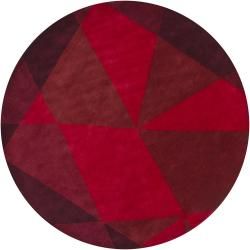 Hand tufted Mandara Brown/red New Zealand Wool Rug (79 Round)