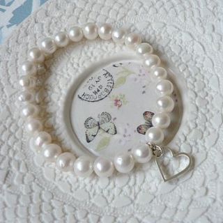 hanging heart pearl bracelet by molly ginnelly jewellery