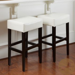 Christopher Knight Home Lopez Ivory Leather Backless Bar Stools (set Of 2)