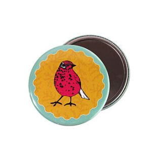 illustrated song thrush pocket mirror by alexia claire