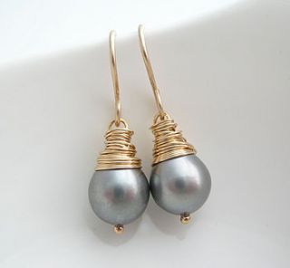silver grey baroque pearl earrings by sarah hickey