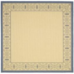 Indoor/ Outdoor Oceanview Natural/ Blue Rug (6 7 Square)