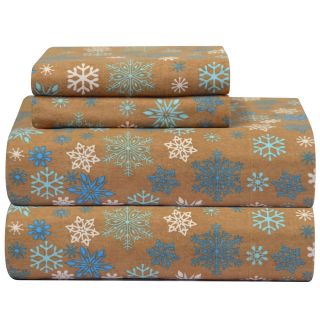 Pointehaven Snow Flakes Printed Flannel Sheet Set Multi Size Twin XL