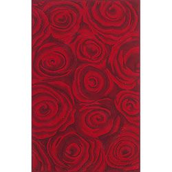 Nuloom Handmade   Hand carved Prive Red Rose Wool Rug (76 X 96)