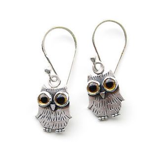 baby owl earrings by tania covo