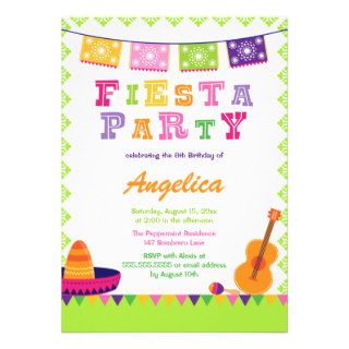 Fun fiesta party colorful birthday invitation