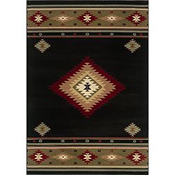 Black/green Traditional Area Rug (67 X 96)