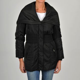 Excelled Excelled Womens Pop over Collar Puffer Jacket Black Size L (12  14)