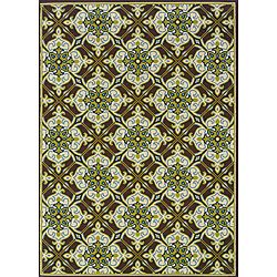 Brown/ Green Floral Outdoor Area Rug (86 X 13)