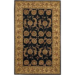 Hand tufted Mandara Black Wool Oriental Rug (79 X 106)