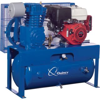 Quincy Reciprocating Air Compressor   13 HP Honda Engine, 30 Gallon Horizontal