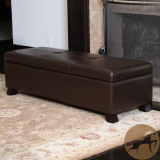 Christopher Knight Home Brown Bonded Leather Storage Ottoman Bench