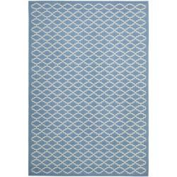Blue/beige Indoor/outdoor Geometric Rug (53 X 77)