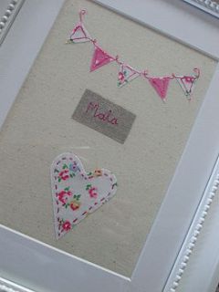 personalised girls embroidered picture by caroline watts embroidery