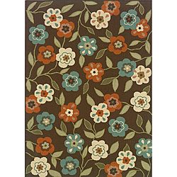 Brown/ivory Floral Outdoor Area Rug (710 X 10)