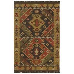 Hand woven Gold Southwestern Aztec Acoutico Wool Rug (8 X 11)