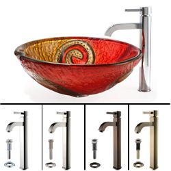Kraus Bathroom Combo Set Copper Snake Glass Sink And Ramus Faucet