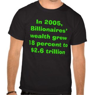 Billionaires wealth grew and Bush cut their taxes  Tee Shirt