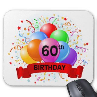 60th Birthday Banner Balloons Mouse Pad