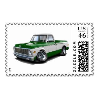1970 72 Chevy C10 Green White Truck Stamps