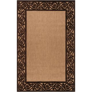 Meticulously Woven Garden View Tan/brown Bordered Area Rug (75 X 106)
