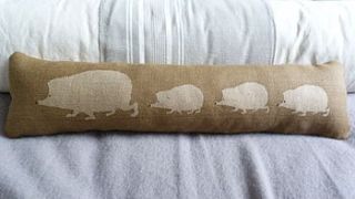 hand printed reversible hedgehog bolster by helkatdesign