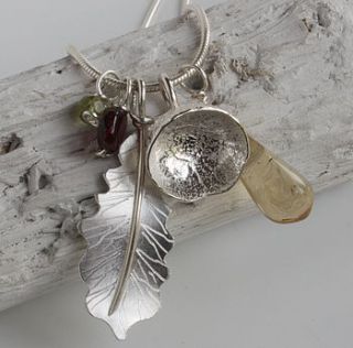 handmade silver oak leaf and acorn necklace by caroline brook