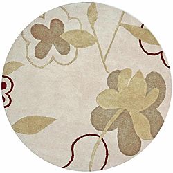 Hand tufted Bloomer Beige Wool Rug (6 Round)