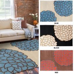 Hand tufted Contemporary Brown/ Glacier New Zealand Wool Abstract Rug (5 X 8)