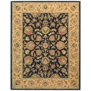 Handmade Heritage Kerman Charcoal/ Gold Wool Rug (6 X 9)