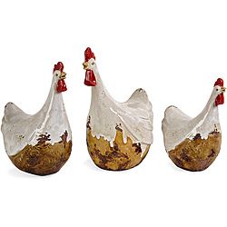 Set Of 3 Ceramic Americana Barnyard Bettys Chickens