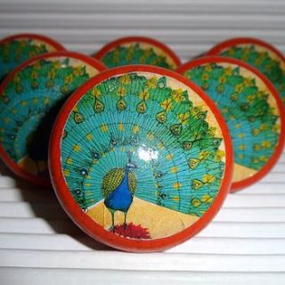 bright peacock door or drawer knob by surface candy