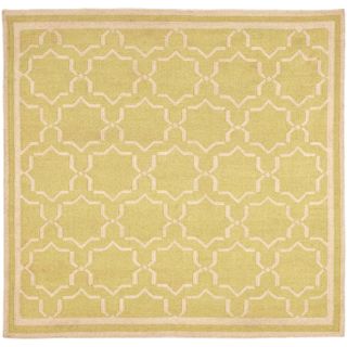 Moroccan Light Green/ivory Dhurrie Wool Area Rug (8 Square)