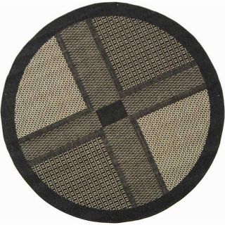 Indoor/ Outdoor Lakeview Black/ Sand Rug (53 Round)