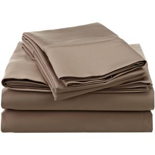 None Egyptian Cotton 1200 Thread Count Solid Oversized Sheet Set Tan Size California King