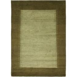 Hand knotted Gabeh Solo Teal Wool Rug (76 X 96)