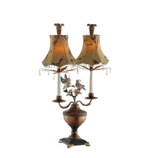 Birds With Flowers/ Crystals Twin Lamp