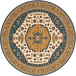 Hand finished Teal Persian Garden Wool Rug (8 Round)