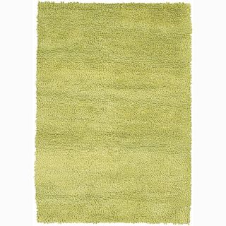 Handwoven Lime green Mandara New Zealand Wool Shag Rug (9 X 13)