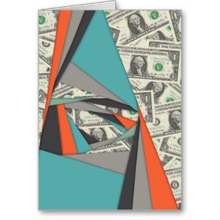 Colorful Currency Collage Greeting Cards