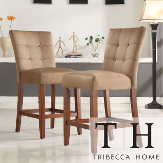 Tribecca Home Tufted Button Back Peat Microfiber 24 inch Chairs (set Of 2)