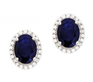 Sterling Sapphire 1/5 ct tw Diamond Halo Stud Earrings —