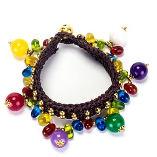 Handmade Multicolored Stones and Brass Beads Bracelet (Thailand) Jewelry Sets